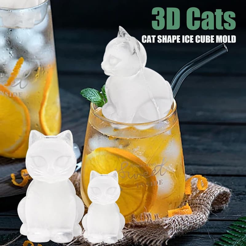 Cat-Shaped Ice Cube Mold for Cocktails & Whiskey Gifts for Men