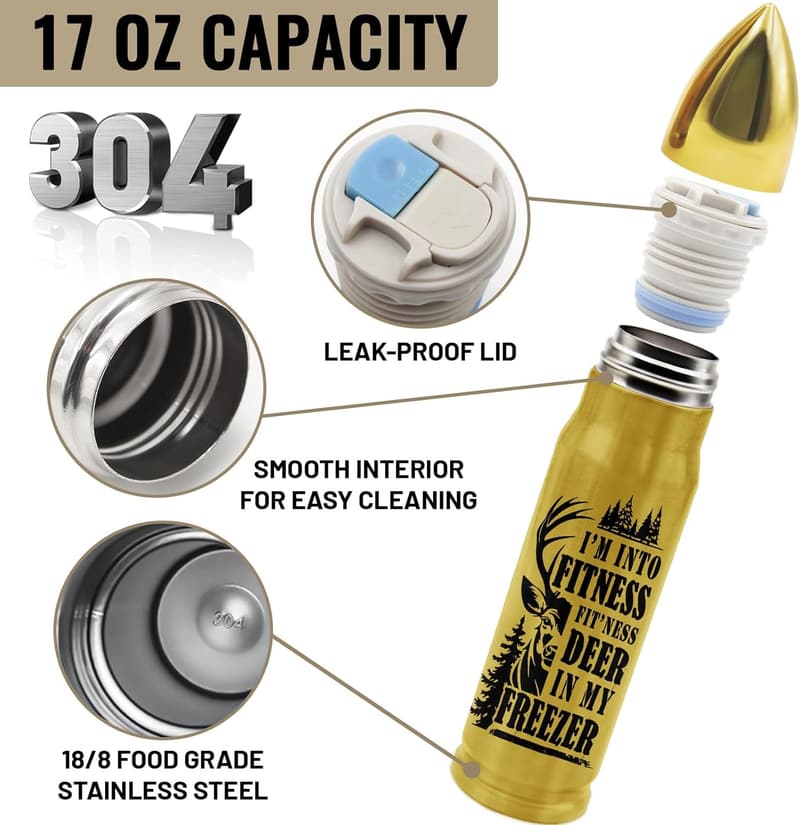 Father's Day 17 oz Hunter Bullet Tumbler Gift in Gold