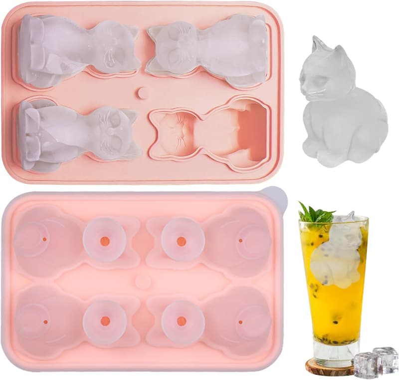 Cat-Shaped Silicone Ice Cube Tray - Fun Mold for Cocktails
