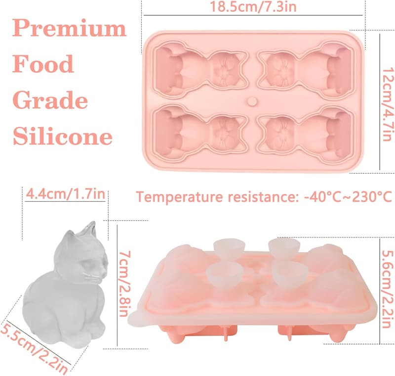 Cat-Shaped Silicone Ice Cube Tray - Fun Mold for Cocktails