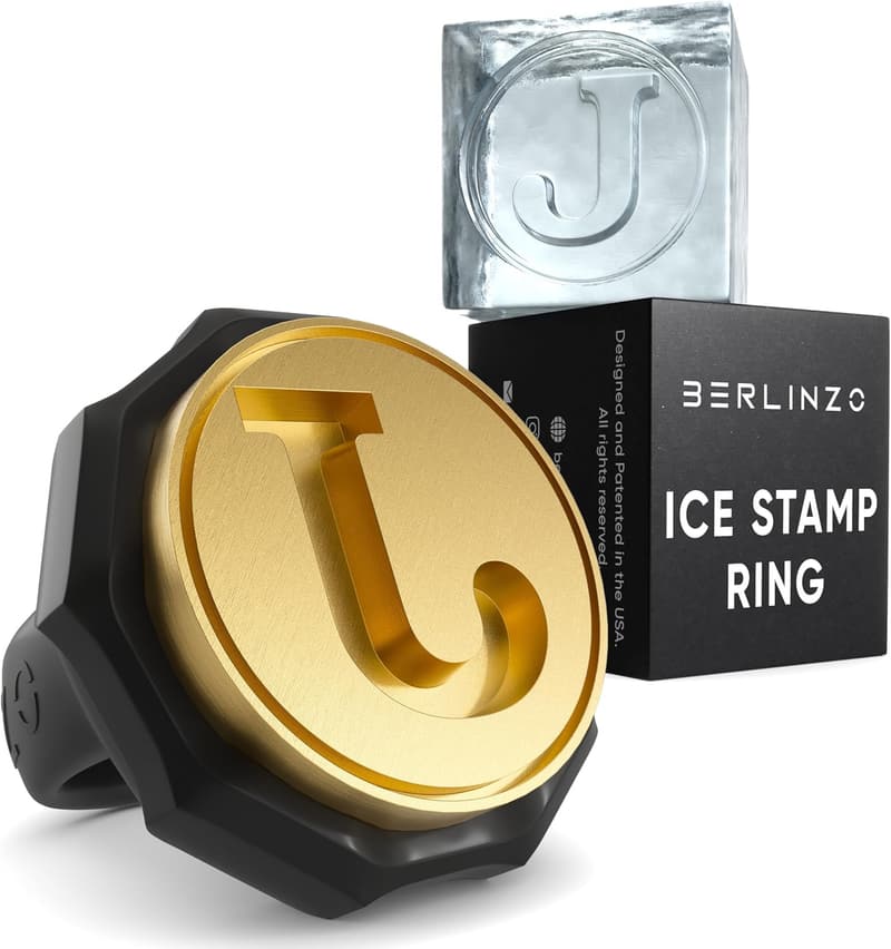 Custom J Letter Brass Ice Stamp Ring for Cocktails - 3mm Depth