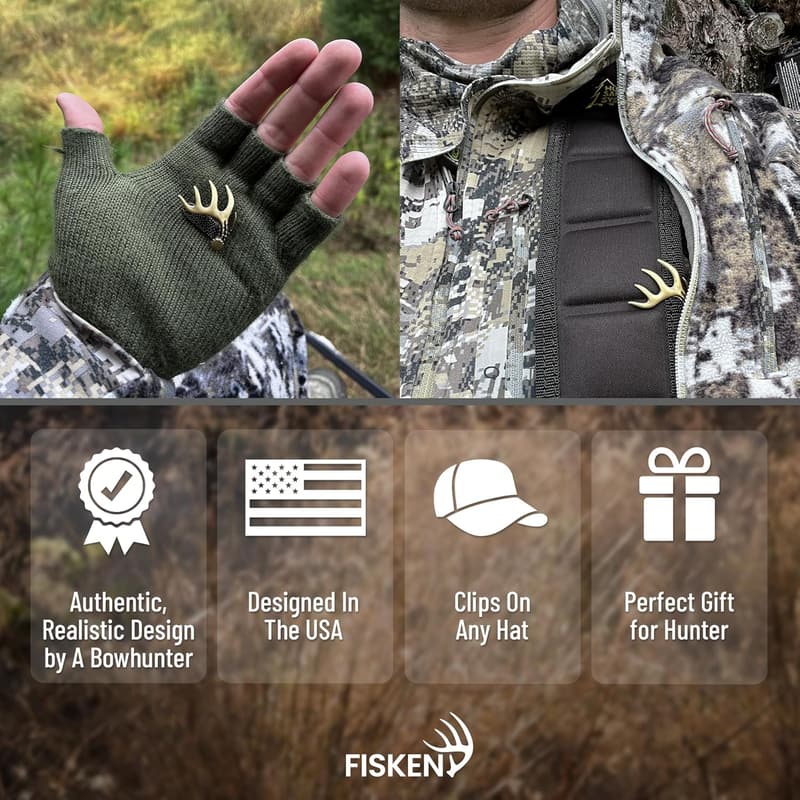 Hunting Gift: Durable Brass Hat Clip with 10-Point Antler Design