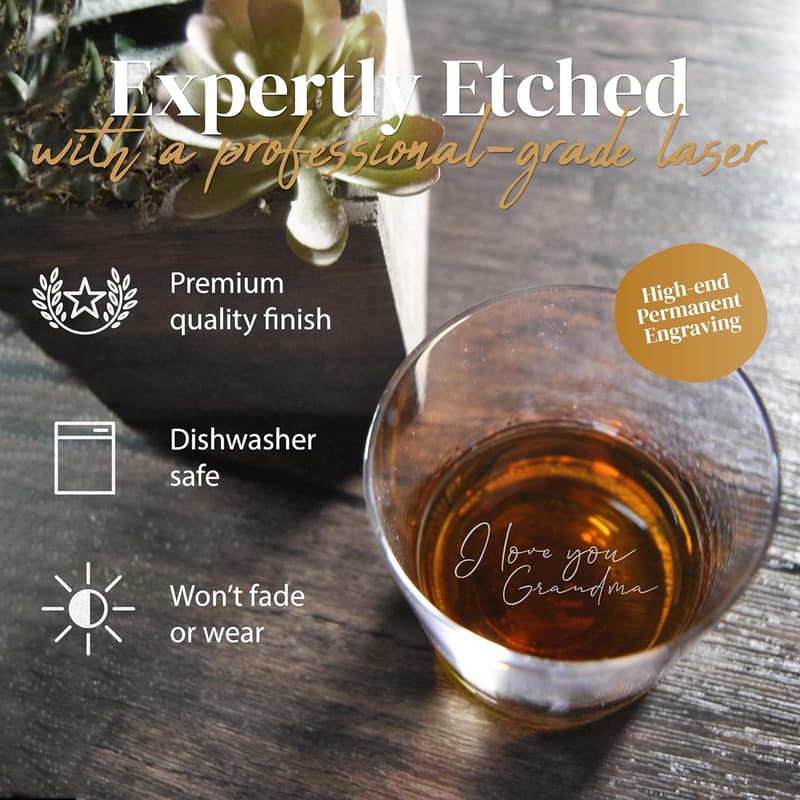 Personalized 12oz Whiskey Glass for Men - Custom Engraved Gift