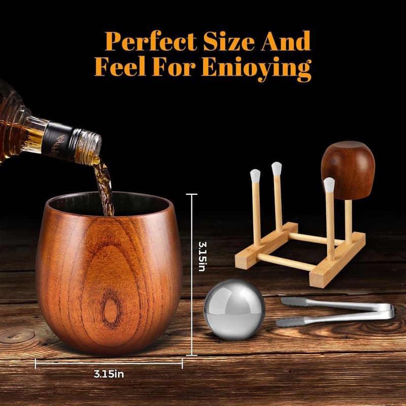 Father's Day Bourbon Glass Set - Handmade Smoky Wood Tumbler
