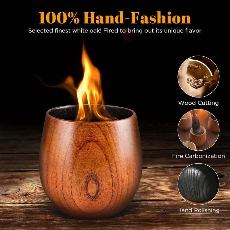Father's Day Bourbon Glass Set - Handmade Smoky Wood Tumbler