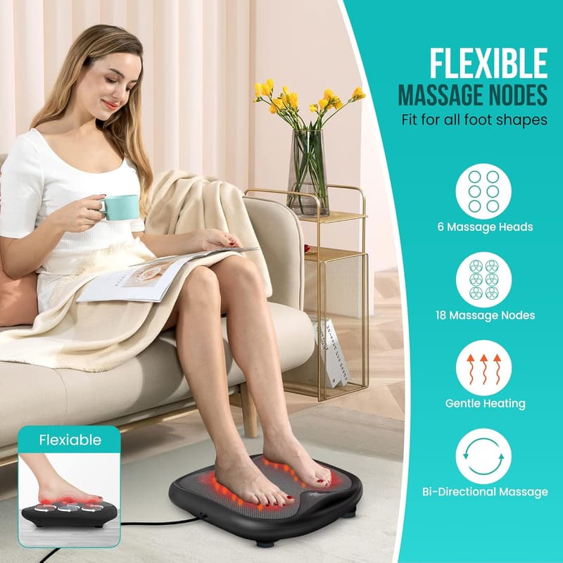 Shiatsu Foot Massager with Heat and Washable Cover for Relaxation