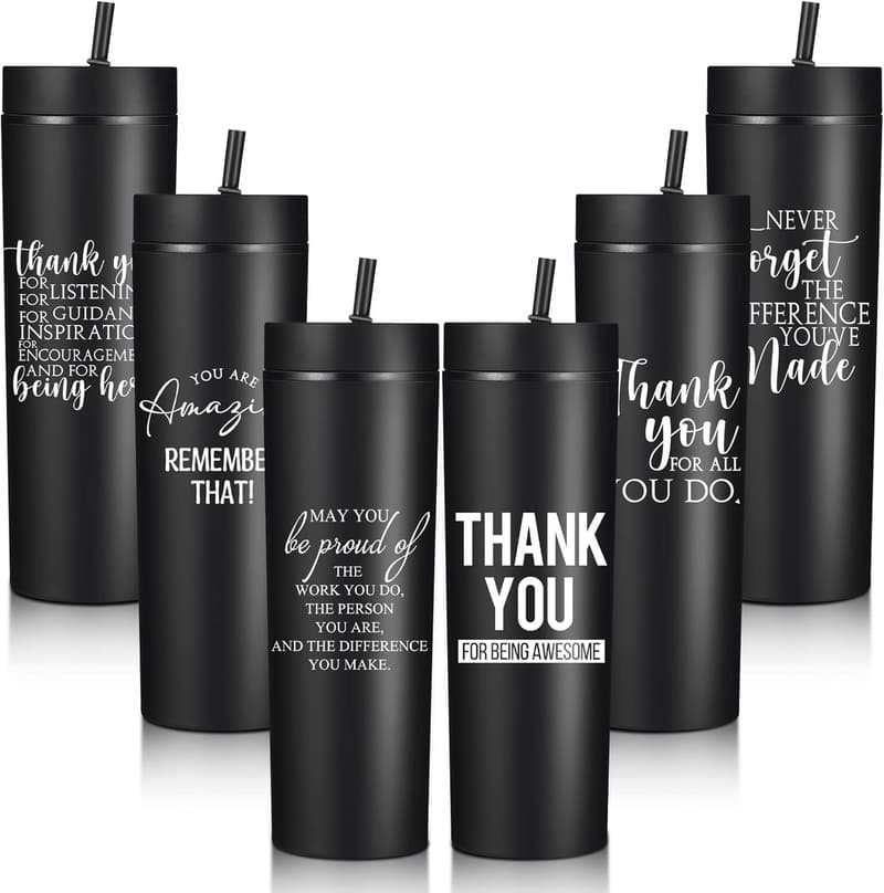 Employee Appreciation Tumblers - 6 Pcs 16 oz Plastic Gifts
