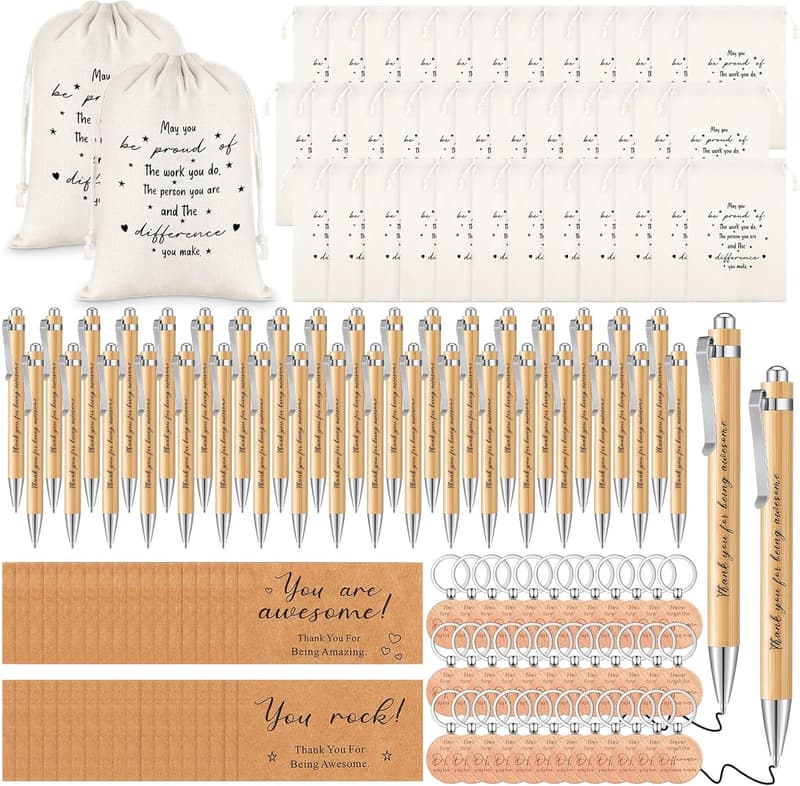 Employee Appreciation Gift Set with Motivational Pen, Keychain & Bags