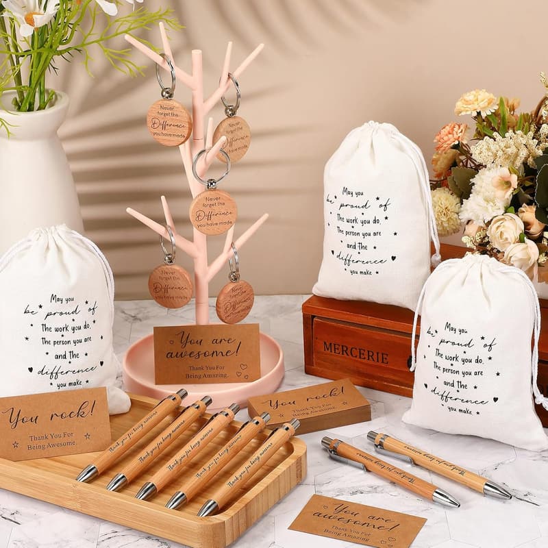 Employee Appreciation Gift Set with Motivational Pen, Keychain & Bags