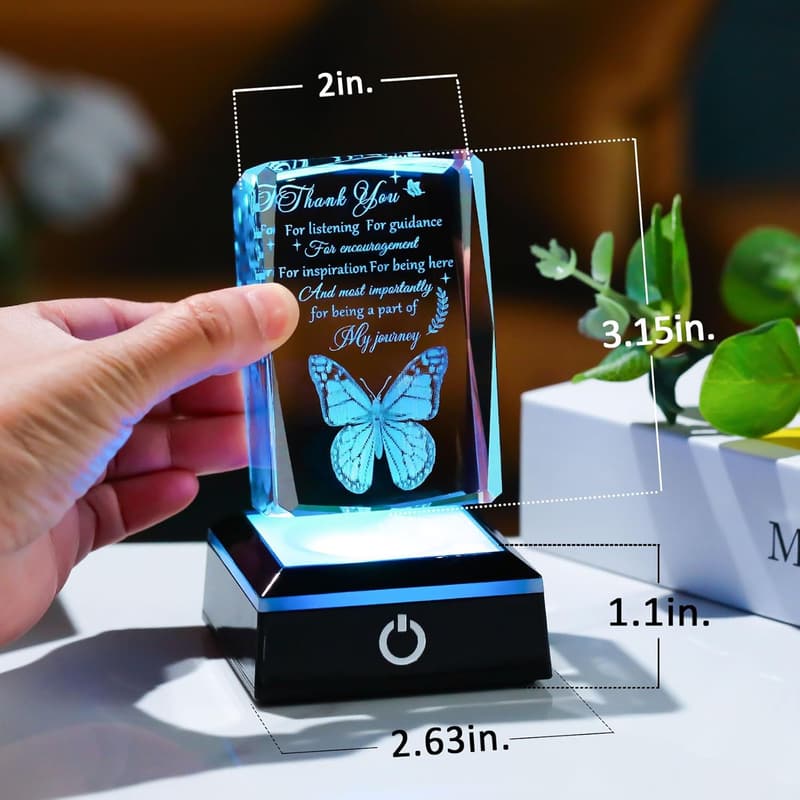 Thank You Gifts: 3D Crystal Butterfly Figurine for Women