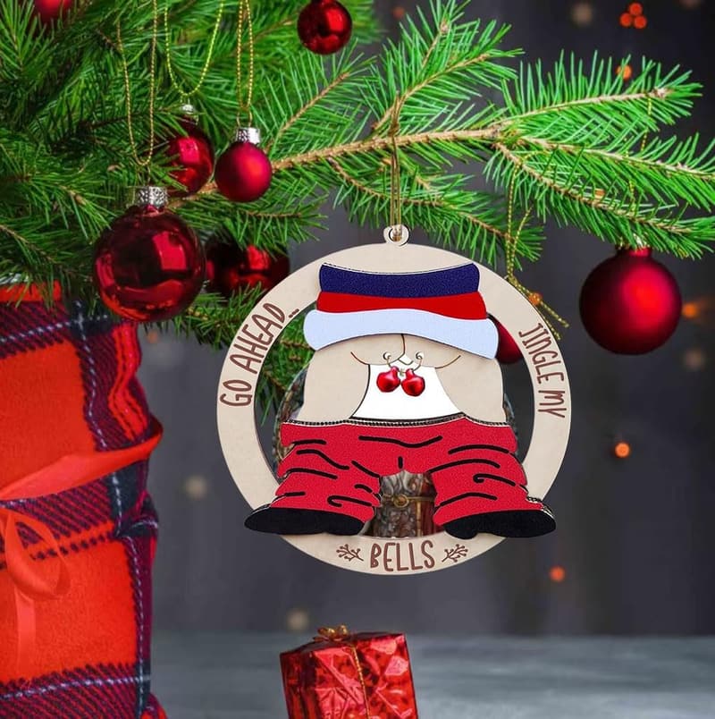 Naughty Wooden Ornament - Funny Gift for Dirty Santa 2024