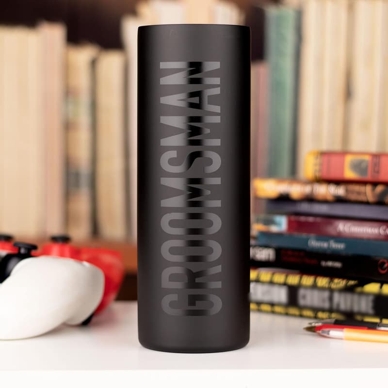 Groomsmen Gift: 20oz Matte Black Travel Tumbler for Weddings