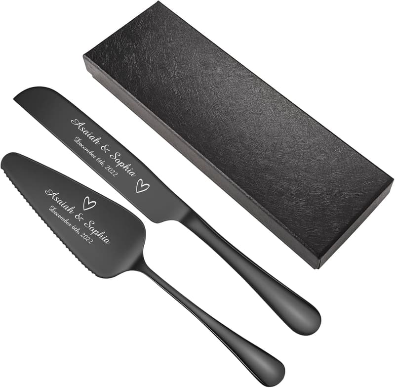 Personalized Stainless Steel Cake Cutting Set for Weddings