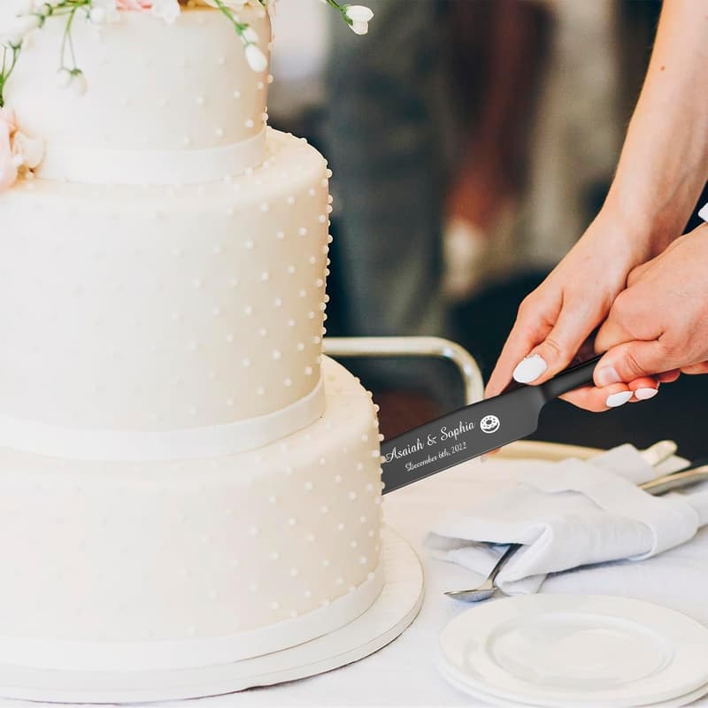 Personalized Stainless Steel Cake Cutting Set for Weddings
