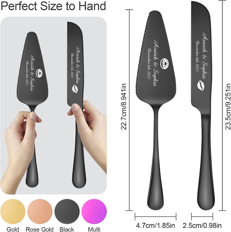 Personalized Stainless Steel Cake Cutting Set for Weddings