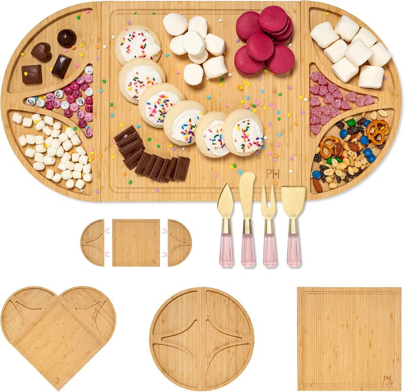 Customizable Magnetic Bamboo Charcuterie Board Set - 7 Pieces