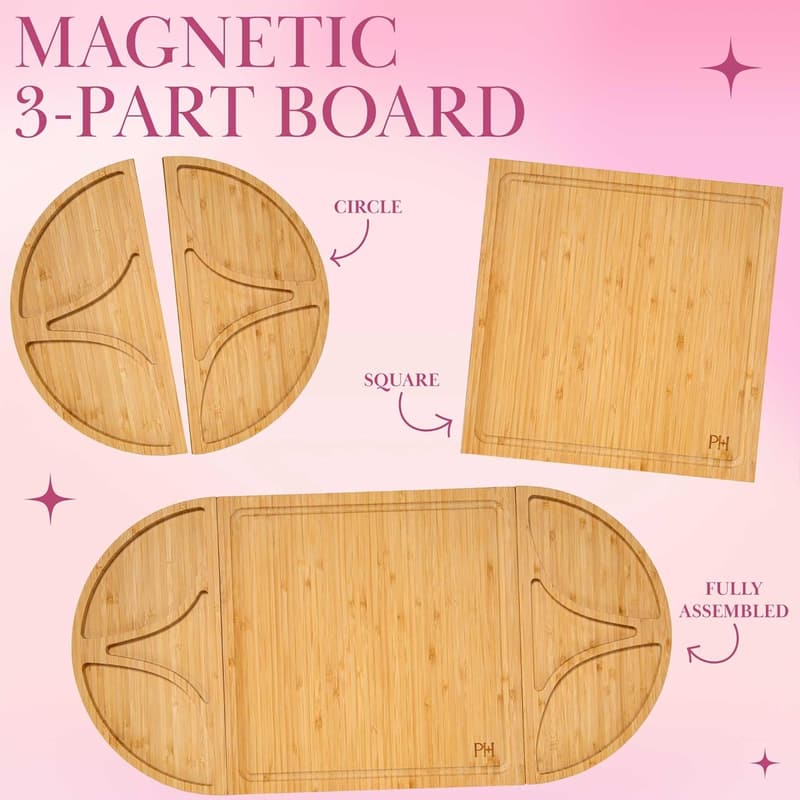 Customizable Magnetic Bamboo Charcuterie Board Set - 7 Pieces