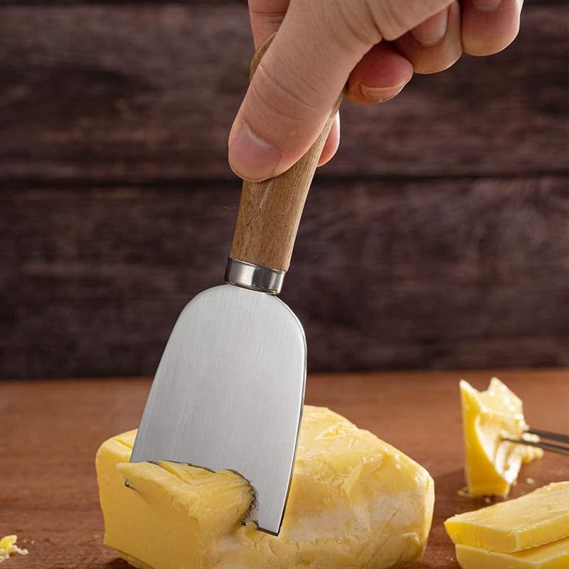 Christmas Cheese Knives Set with Wooden Handles and Serving Tools