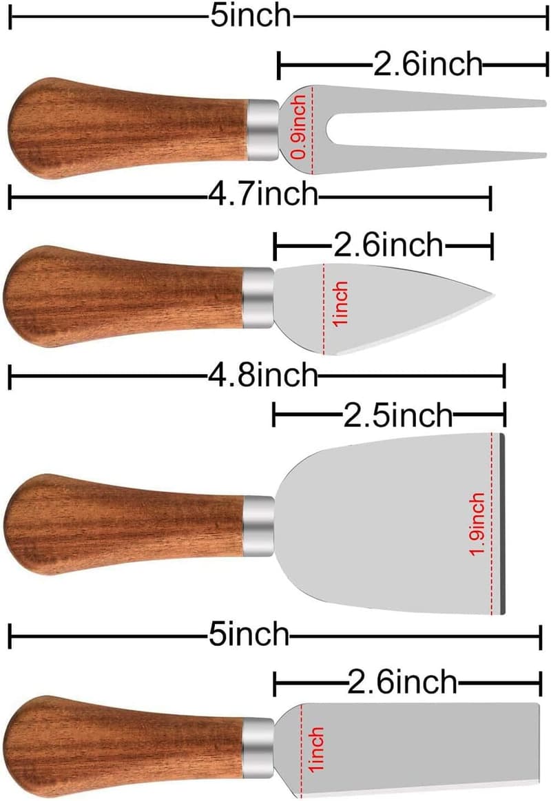Christmas Cheese Knives Set with Wooden Handles and Serving Tools