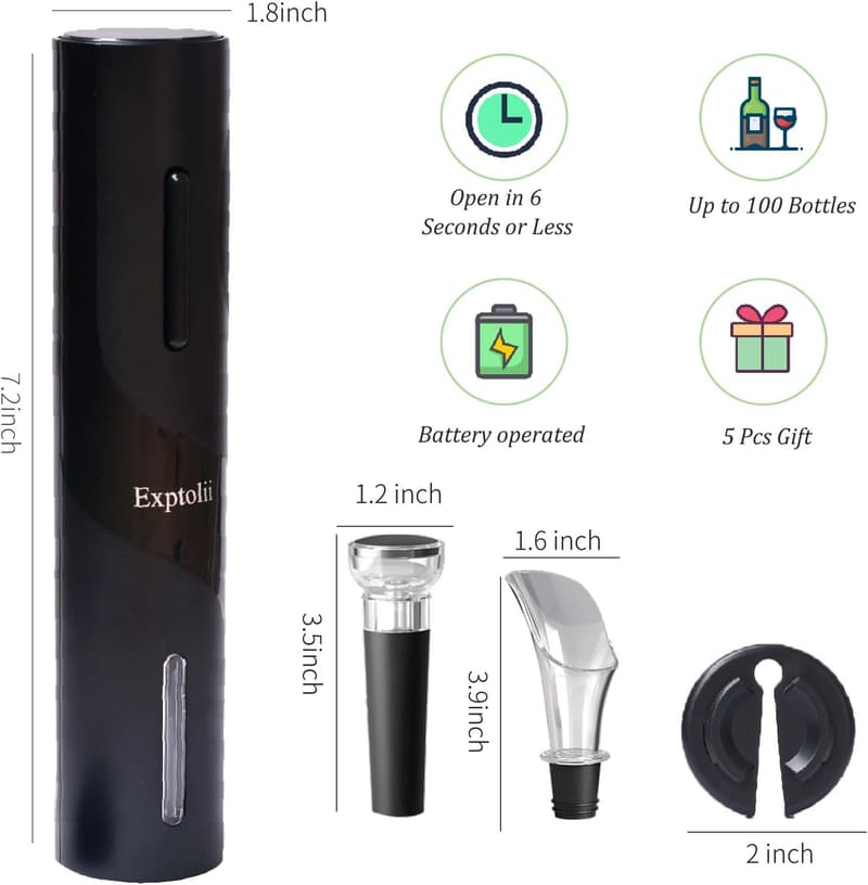 Electric Wine Opener Set with Foil Cutter and Aerator