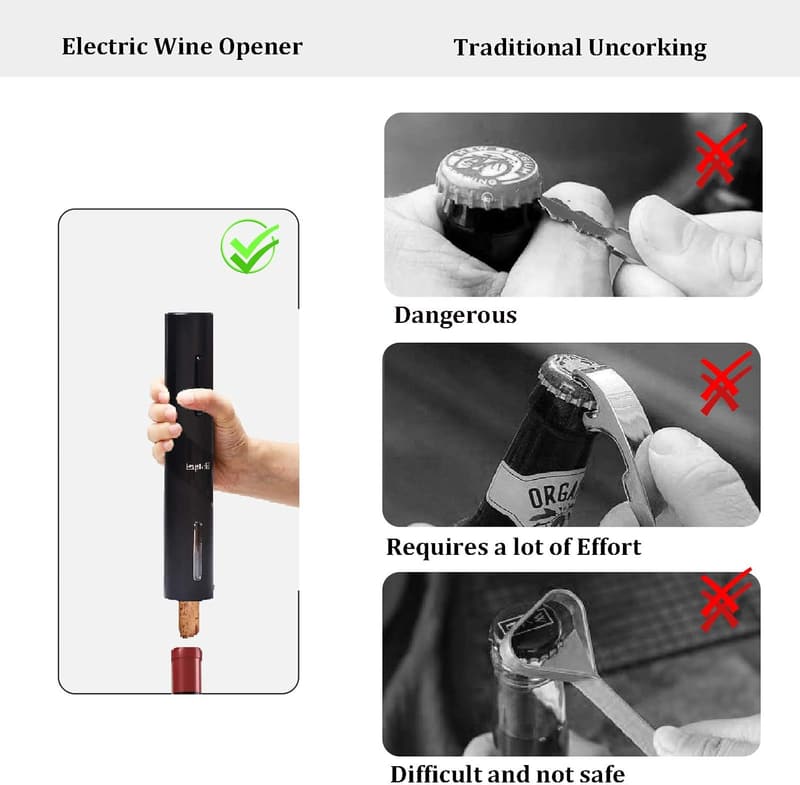 Electric Wine Opener Set with Foil Cutter and Aerator