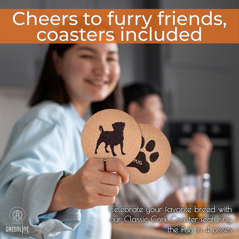 Pug Lovers Drink Coasters - Set of 4 for Pug Parents