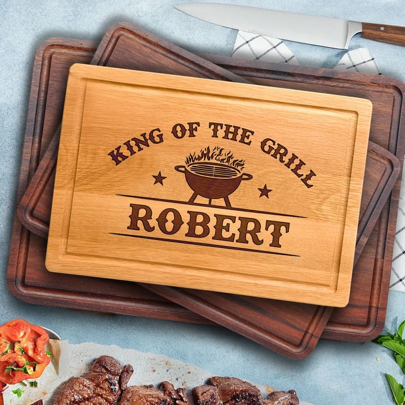 Personalized King of the Grill Cutting Board for Dads