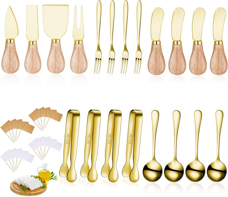 Charcuterie Board Accessory Set with Wooden Handles - 20 Pieces
