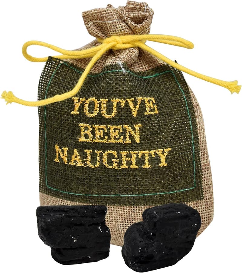 Naughty List Gift Set: Coal & Button in Stylish Bag
