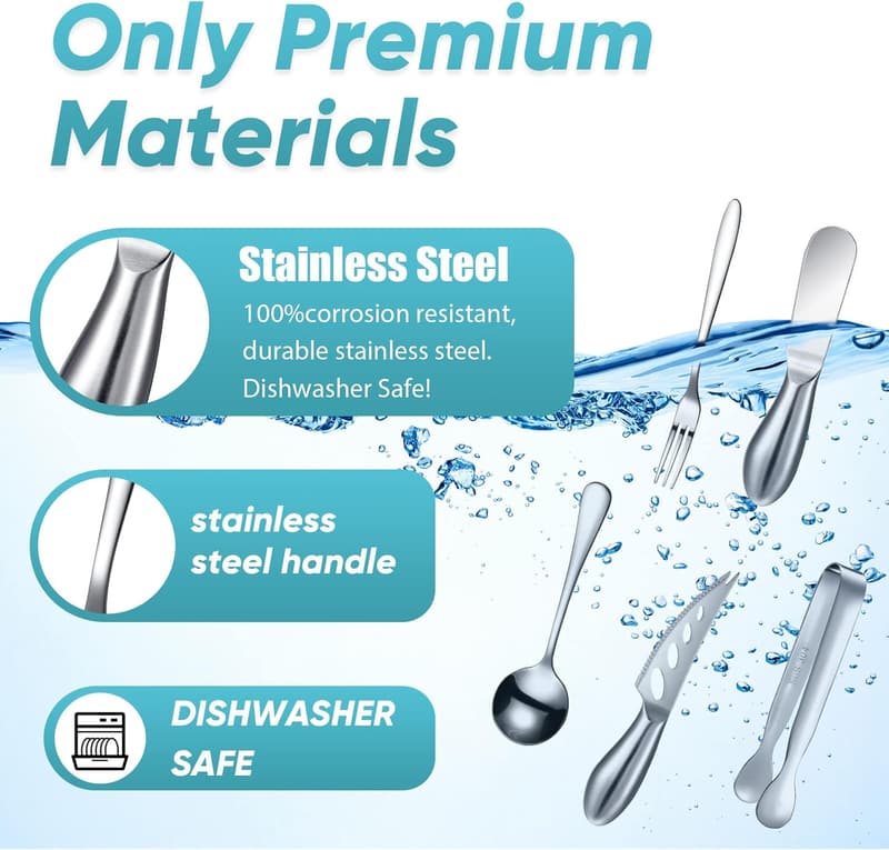 Christmas Charcuterie Accessories Set - 18-Piece Stainless Steel Utensils