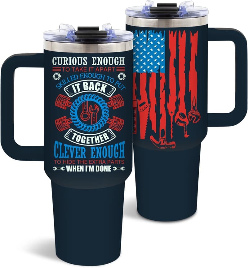 Humorous 40 oz Stainless Steel Tumbler for Car Enthusiasts