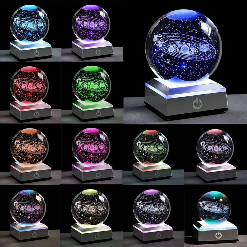 3D Solar System Crystal Ball - Unique Astronomy Gift for Men