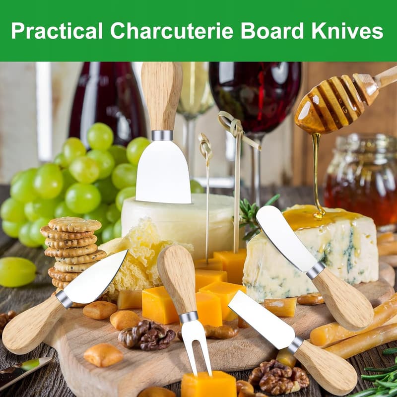 Cheese Knife Set with Wooden Handles for Charcuterie Boards