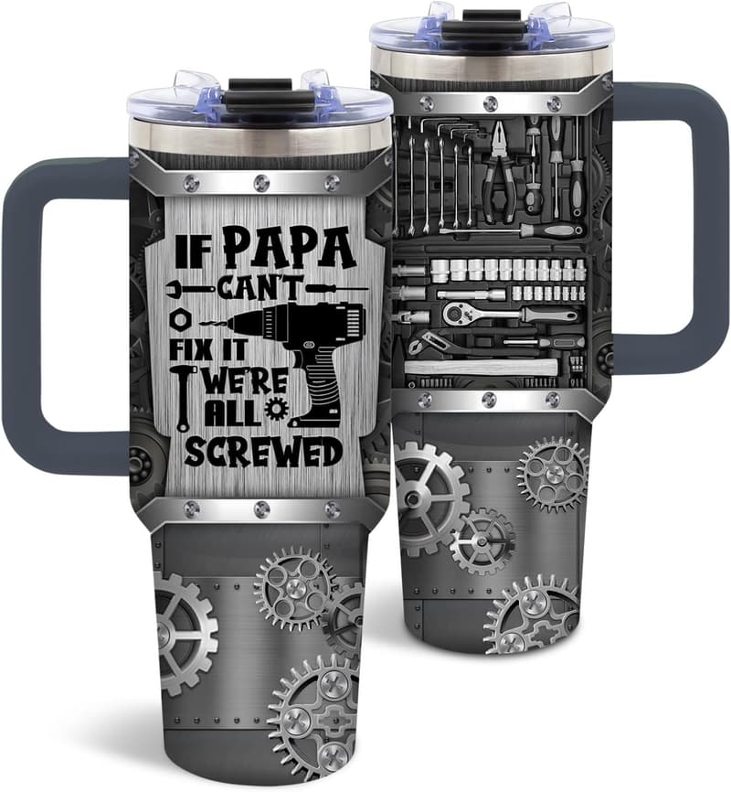 Father's Day Gift: 40 Oz Stainless Steel Mechanic Tumbler