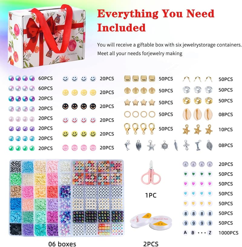 DIY Jewelry Kit: 12,000 Clay Beads & Mermaid Charms