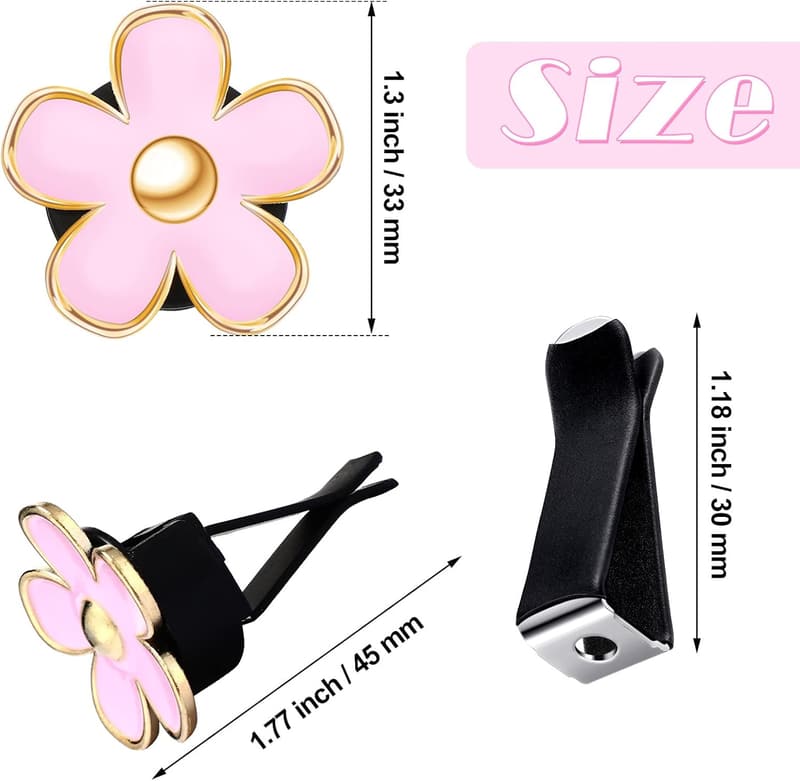 Daisy Flower Car Air Freshener Clips - 6 Pack (Red, Pink, White)