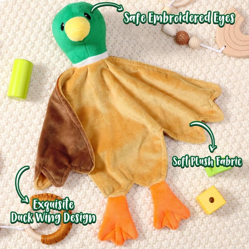 Mallard Duck Plush Security Blanket - Unisex Baby Gift