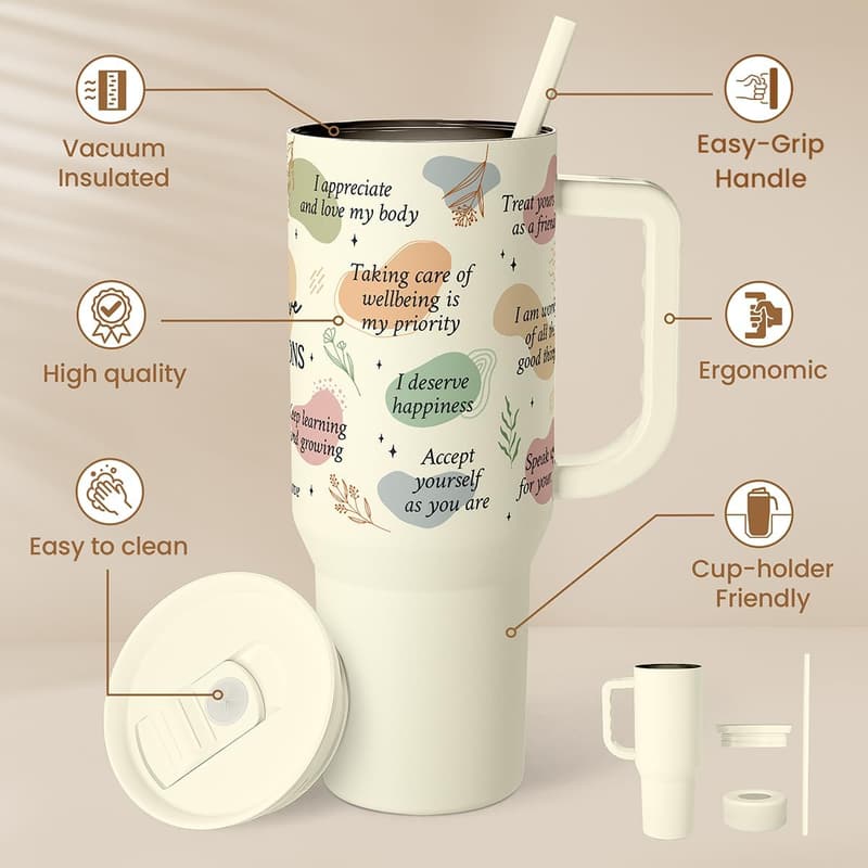 Inspirational 40oz Stainless Steel Tumbler for Women