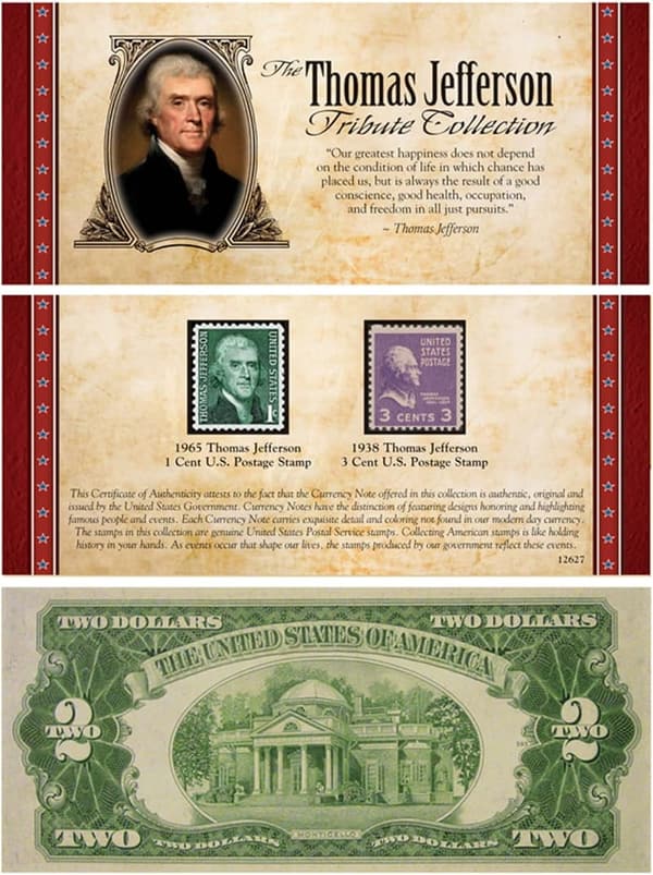 Jefferson Tribute Collection with Rare Dollar Bill