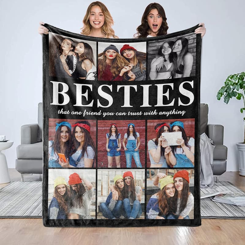 Personalized Photo Blanket for Best Friends' Birthday
