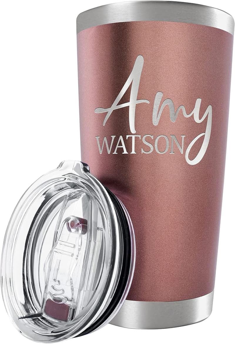 Personalized Rose Gold 20 Oz Coffee Tumbler for Women