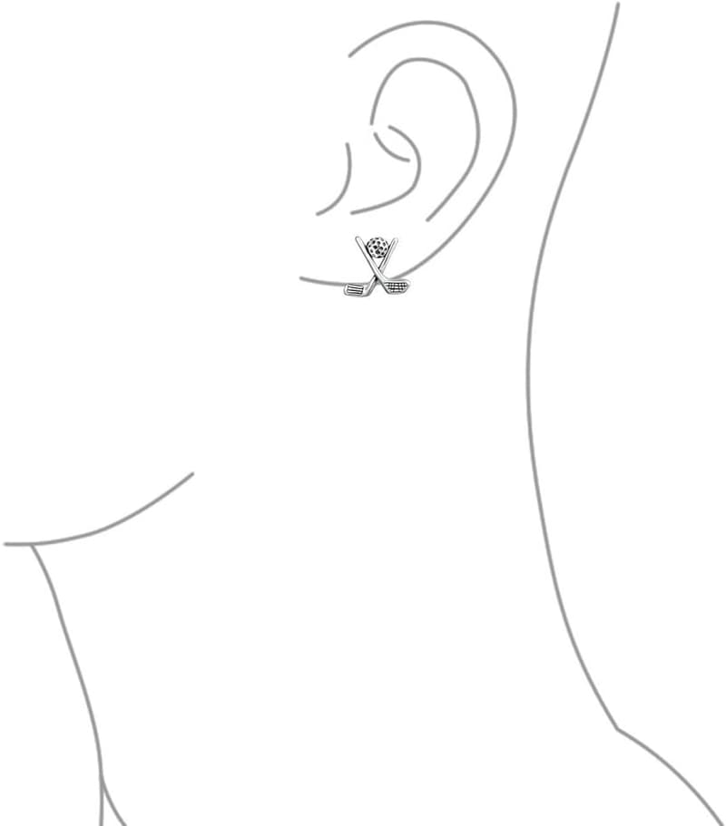 Golf Earrings for Women - Oxidized .925 Sterling Silver Dangle Studs