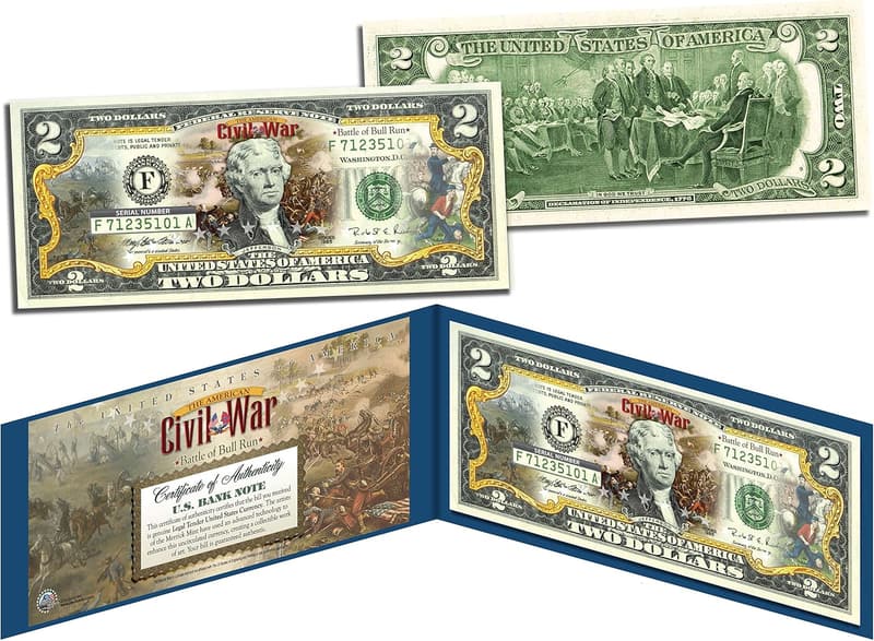 Battle of Bull Run Civil War Collectible Two-Dollar Bill