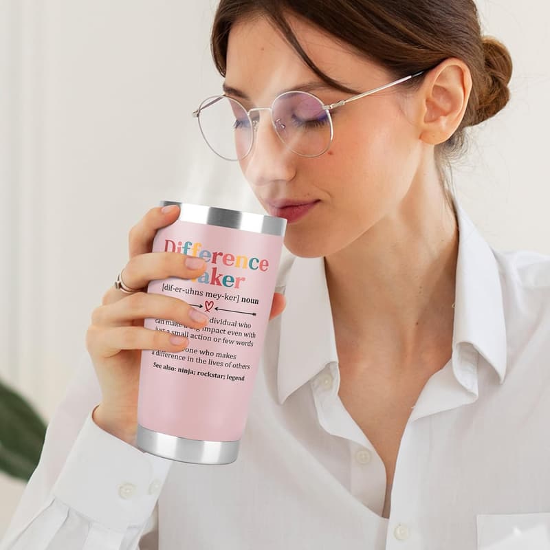 Appreciation Coffee Tumbler for Women - 20 Oz Pink