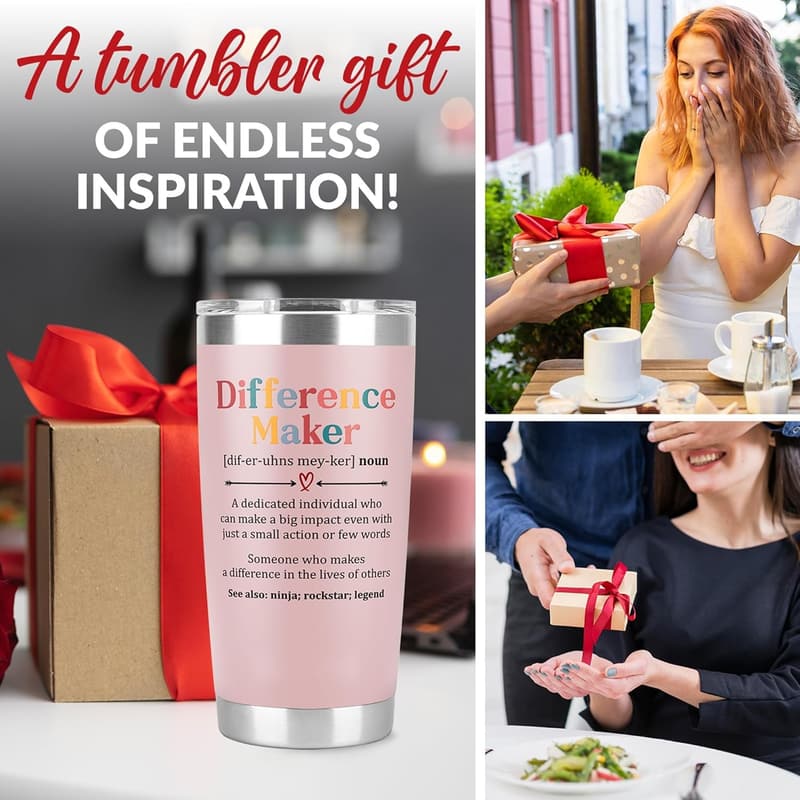 Appreciation Coffee Tumbler for Women - 20 Oz Pink