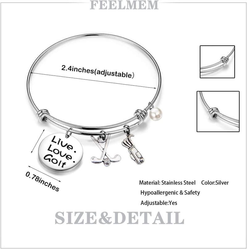Golf Bracelet - Expandable Charm Jewelry Gift for Couples