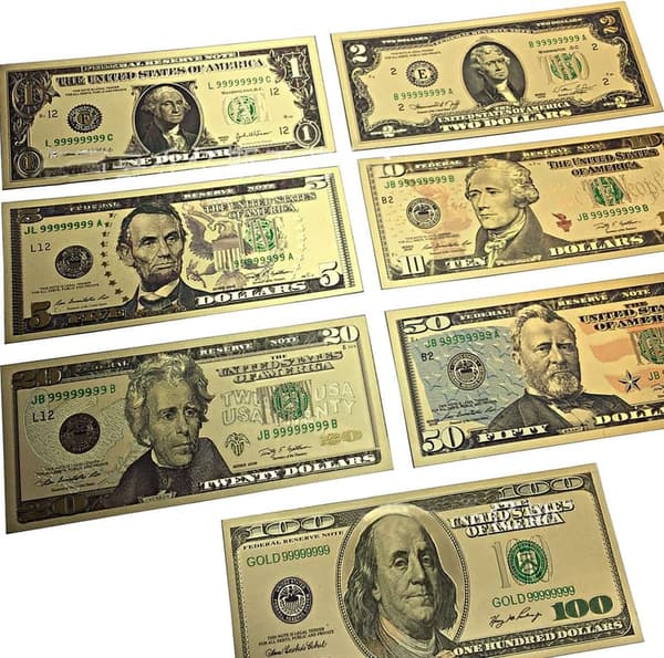24k Gold Coated USA Presidential Banknote Set - Collector's Gift