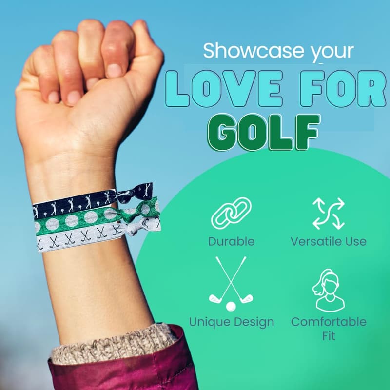 Golf Accessories Hair Ties for Girls - No Crease, 7 Count