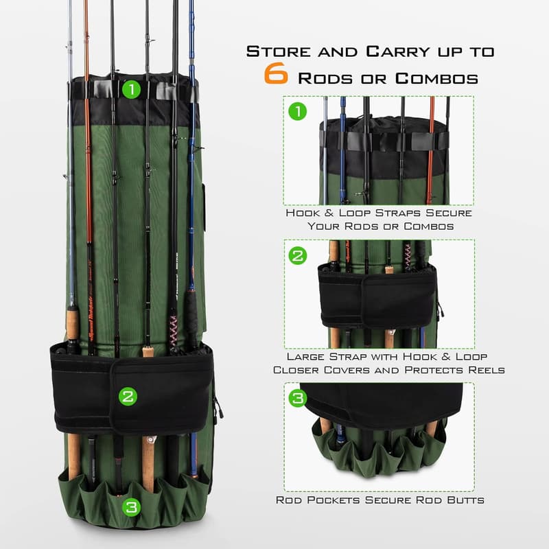 Foldable Water-Resistant Fishing Rod Storage Bag for Men
