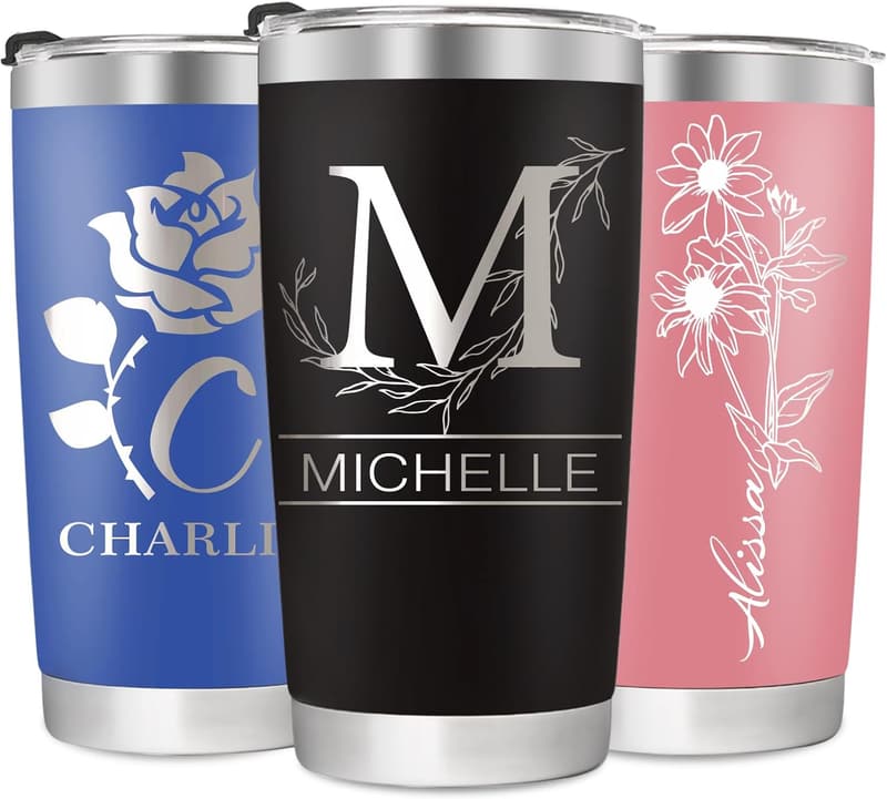 Personalized Birthday Tumblers - 20oz Stainless Steel with Lids